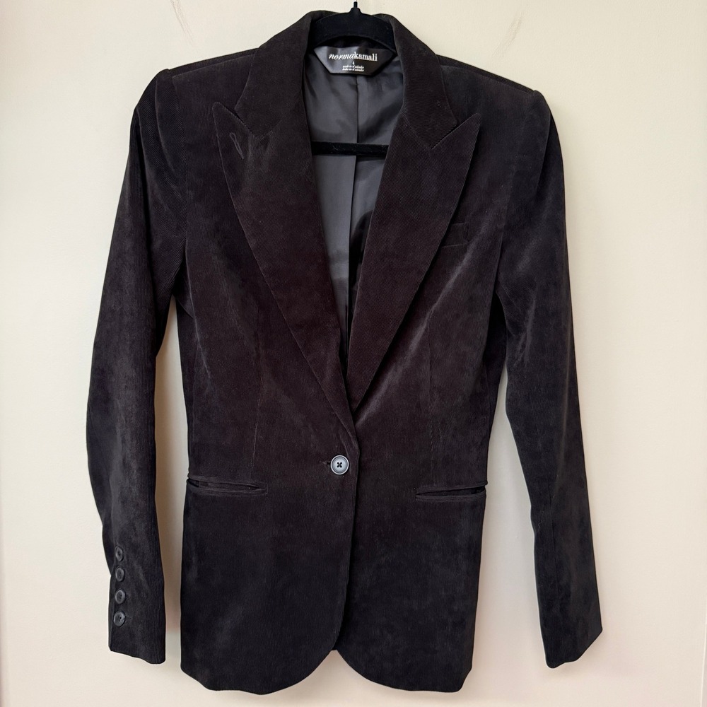Norma Kamali Women Corduroy Riding Jacket Blazer Size 4 Western Black Equestrian